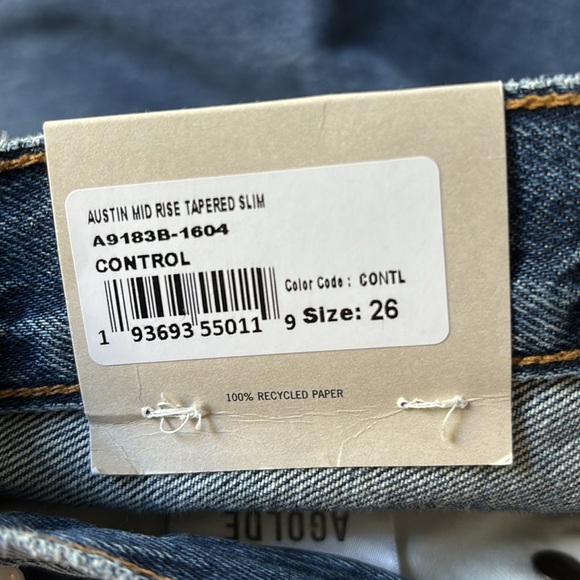 NWT Agolde Austin Mid Rise Tapered Slim - Picture 9 of 9